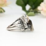 22K Gold Sterling Silver Ring, Faceted Garnet Artisan Statement Jewelry - Image 10