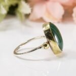 Handmade Oval Malachite Ring in 925 Sterling Silver, Gold Bezel Gemstone Ring for Her - Image 8