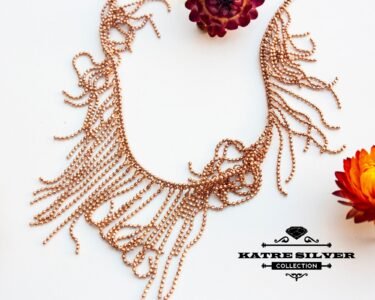 Rose Gold Plated Sterling Silver Fringe Necklace - Handmade Wedding Jewelry - Image 3