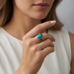 Natural Turquoise Ring Handmade, Sterling Silver Artisan Designer Ring, Unique Statement Jewelry Gift for Her - Image 7