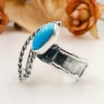 Handmade Turquoise Ring, Sterling Silver Statement Ring, Artisan Boho Jewelry, Natural Turquoise - Image 11