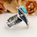 Handmade Turquoise Ring, Sterling Silver Statement Ring, Artisan Boho Jewelry, Natural Turquoise - Image 12