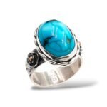 Natural turquoise ring in handmade sterling silver