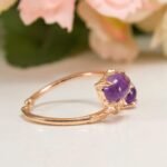 Oval Natural Amethyst Ring Rose Gold Adjustable Ring - Image 8