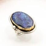 One of a Kind Raw Blue Sapphire – Handmade Silver Gold Statement - Image 5