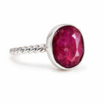 Women's red ruby gemstone ring in 925 sterling silver